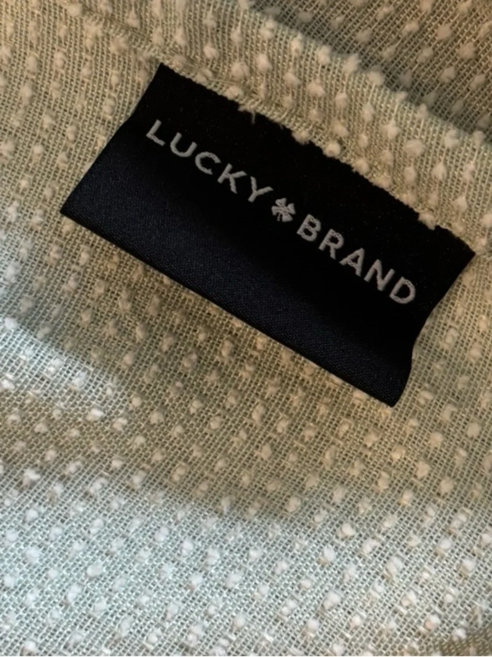 Lucky Brand Sage Green White Dot Chenile Shower Curtain Matcha Mint